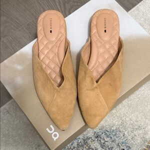 Birdies The Swan Camel Suede Pointed-Toe Slip-On Mules size 7